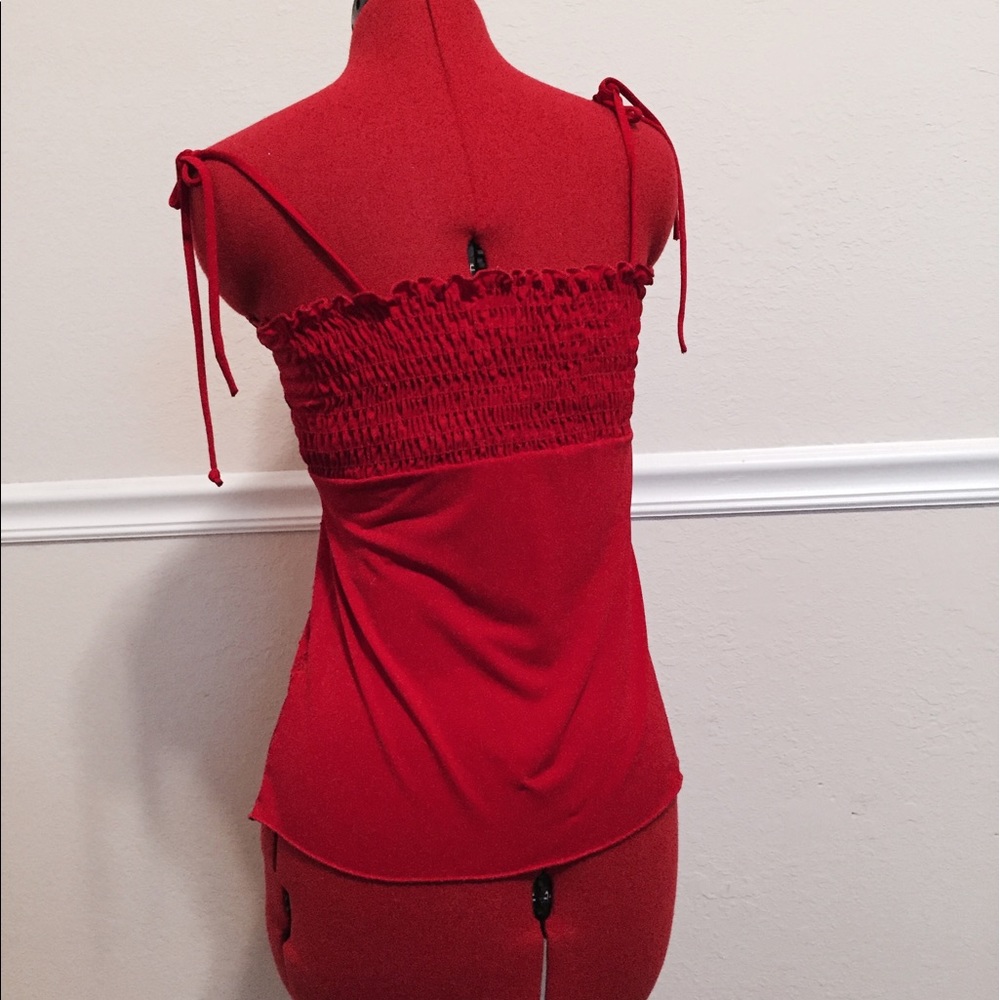 SOLD Red Floral Beaded Tank - Picture 6 of 7