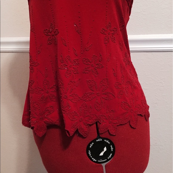 SOLD Red Floral Beaded Tank - Picture 3 of 7