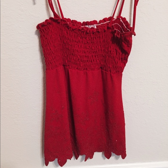 SOLD Red Floral Beaded Tank - Picture 5 of 7