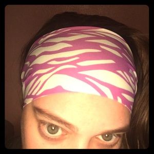 Pink zebra print hippie runner headband