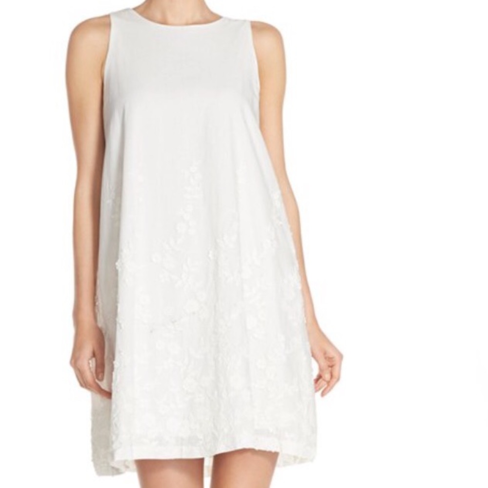 ECI Floral Appliqué Cotton A-Line Dress