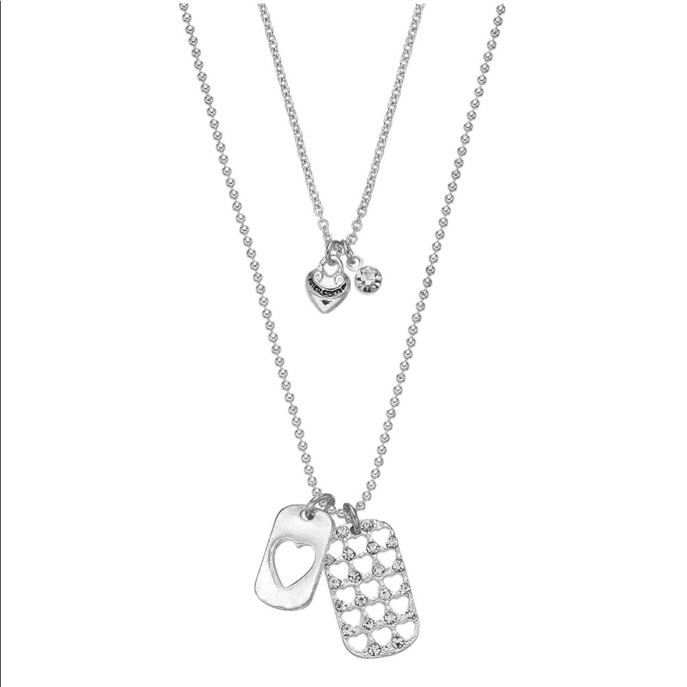 Juicy Couture Puffed Heart & Dog Tag Necklace Set
