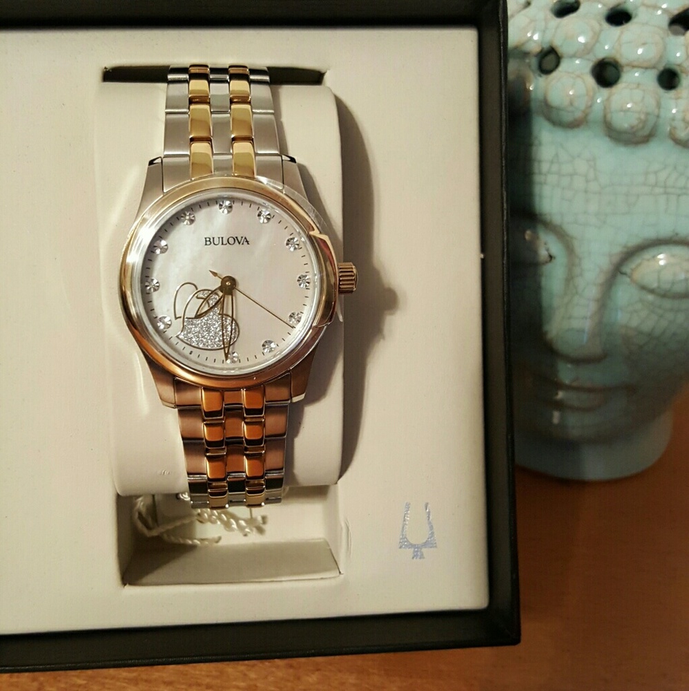 New Bulova Women of Pearl Dial Two Tone Watch