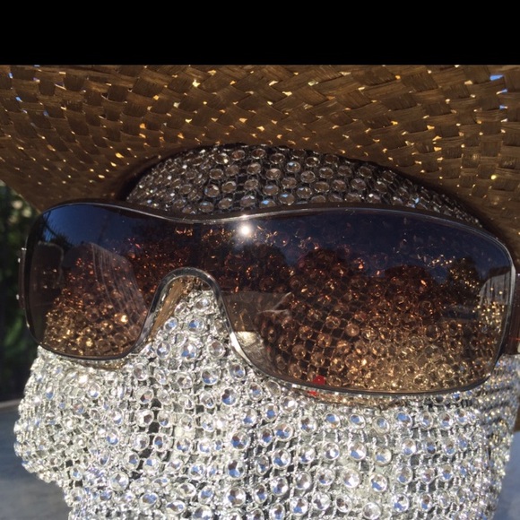 PRADA brown silver full framed shield sunglasses main image 5