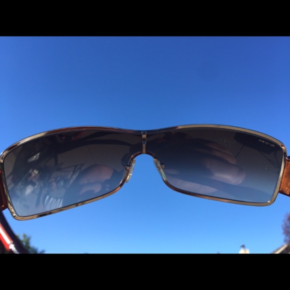 PRADA brown silver full framed shield sunglasses main image 4