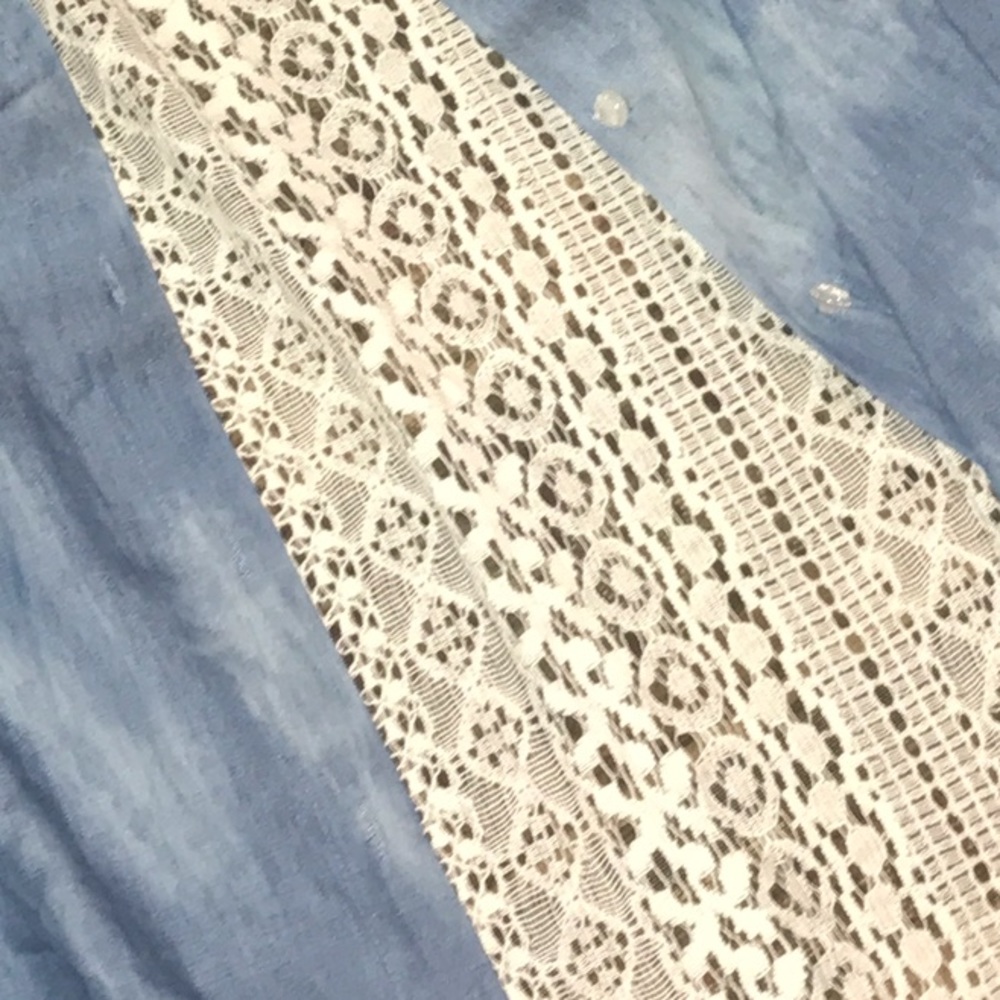 Blue button down with Lace back - Picture 2 of 2