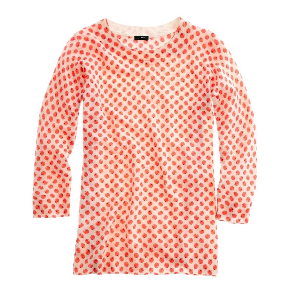 JCrew Apple Print Merino Tippi Top