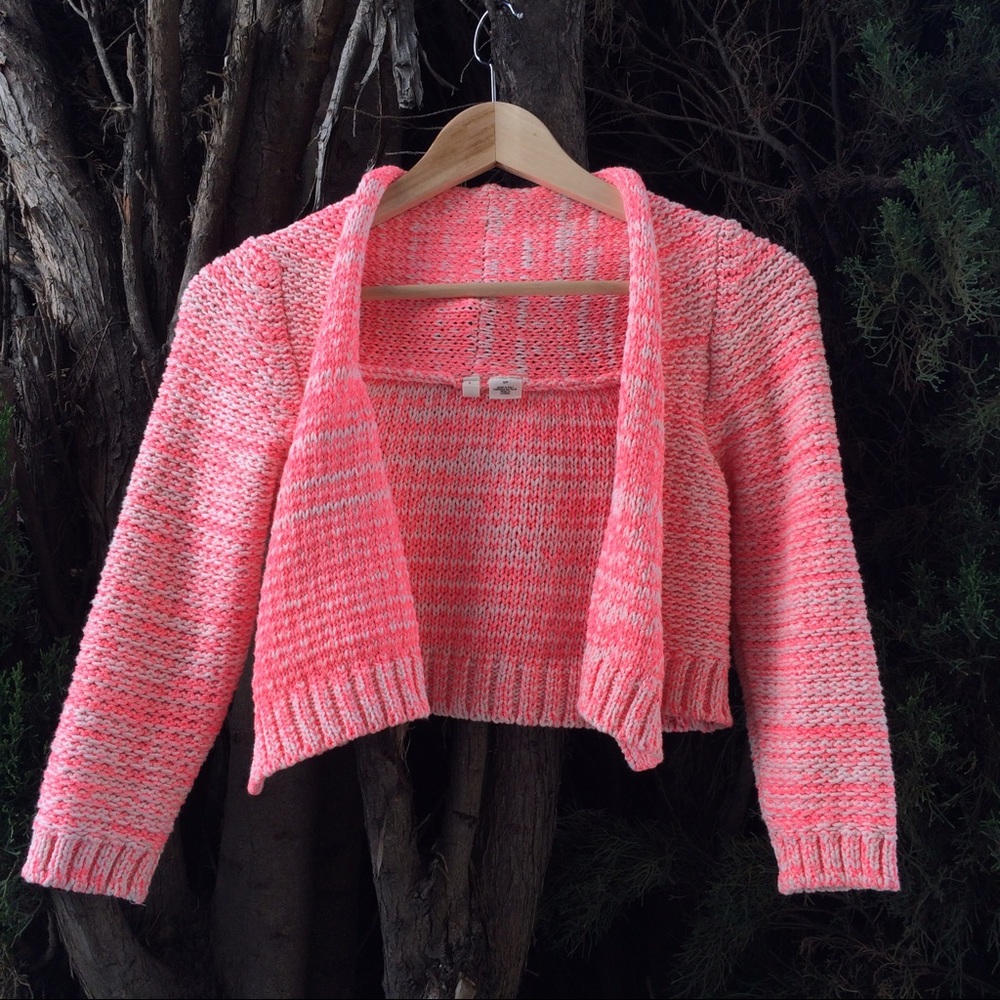 cropped neon pink anthropologie sweater