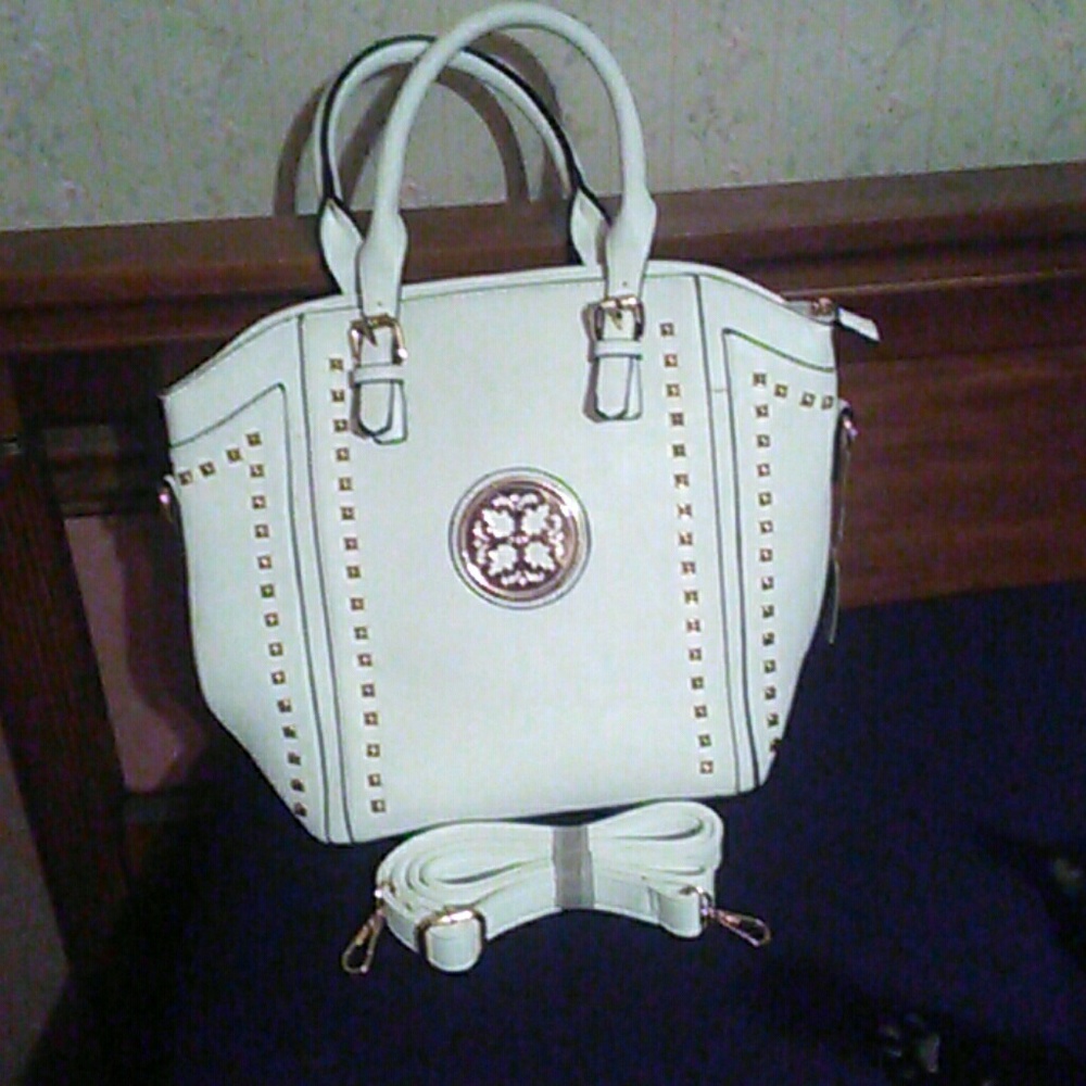 White Purse with Gold Studs