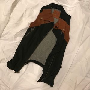 Cha Sor brown and black leather vest