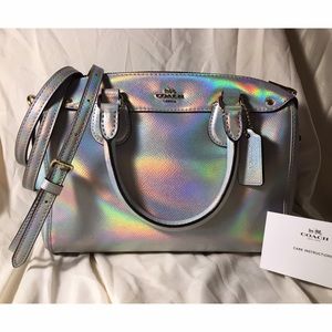 RARE Coach Mini Bennett Silver Holographic Satchel