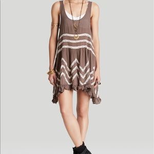 Free People Lace Voile Trapeze Slip Sequoia Brown