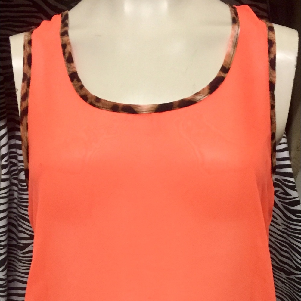 Matri U.S.A. Medium Orange/ Cheetah Print Blouse.