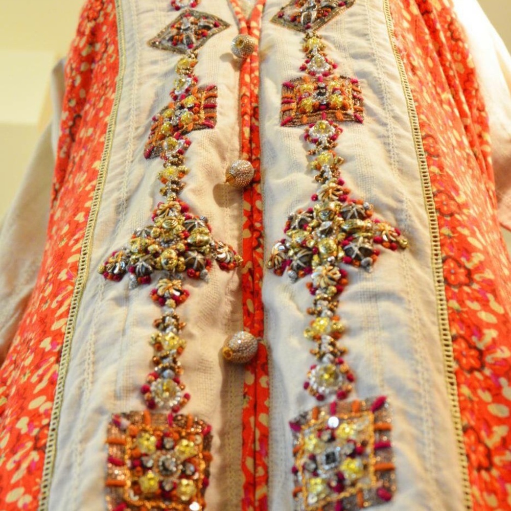 Pakistani indian long beads embroidery shirt