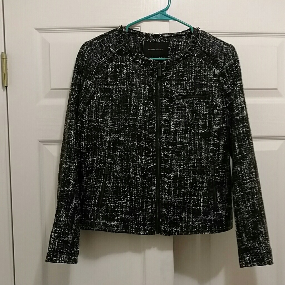 Fringe zip front suit jacket