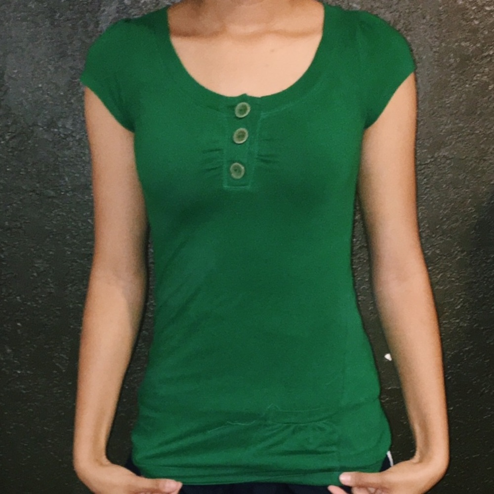 Green U-cut blouse