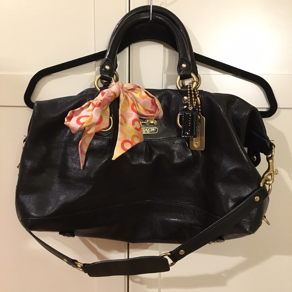 Coach Leather Madison Sabrina Satchel - Black
