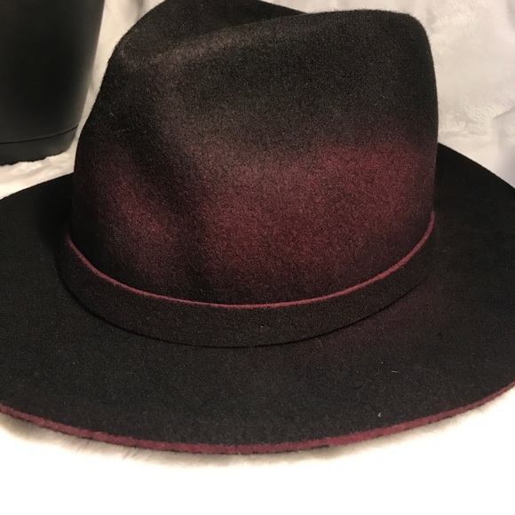 Zara Accessories - ZARA 100% wool fedora hat with ombré burgundy