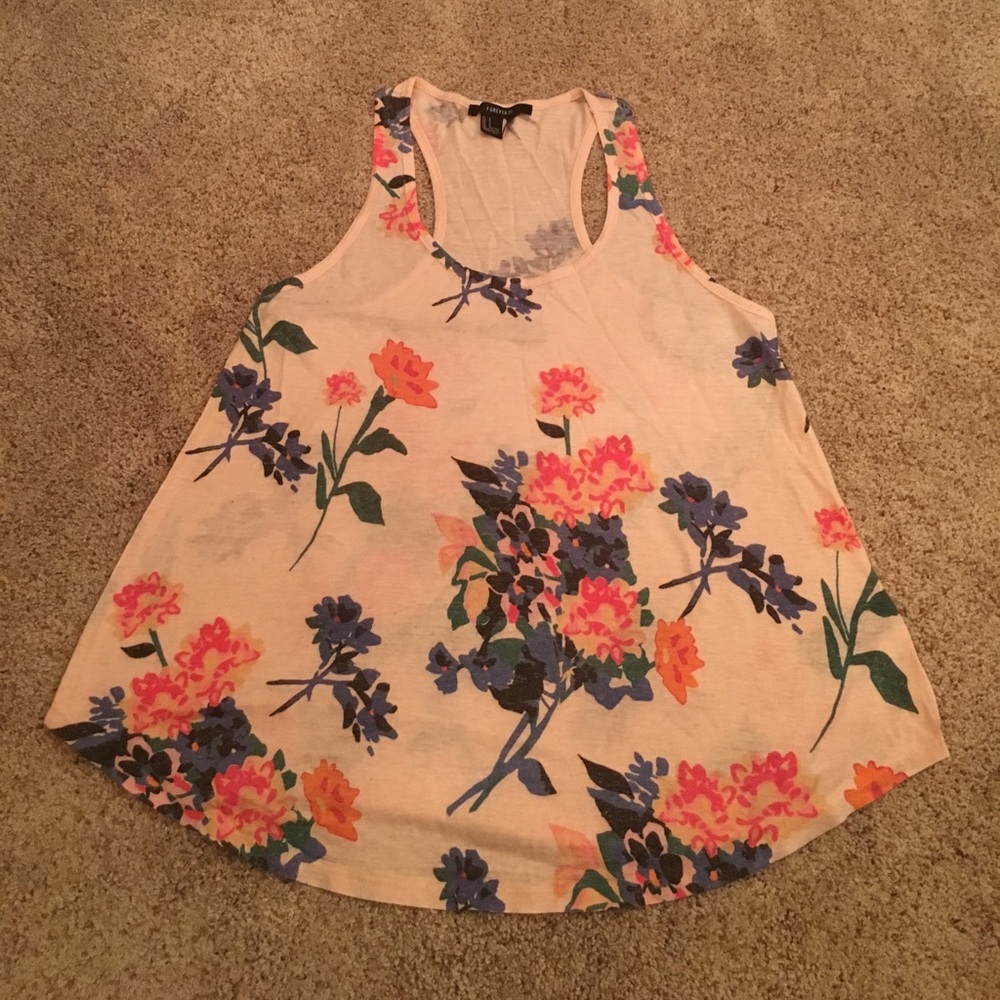 Forever 21 light pink floral racerback tank in S