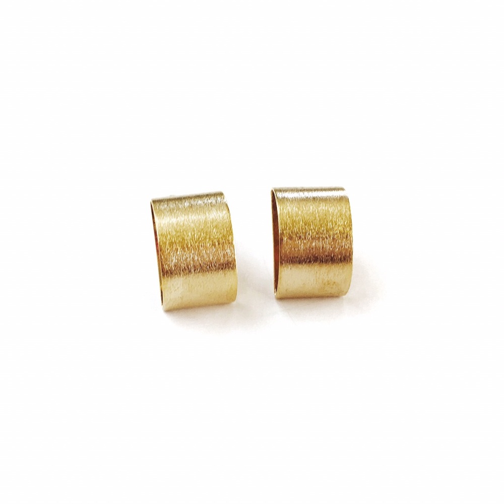 Brushed Gold-Tone Cuff Stud Earrings