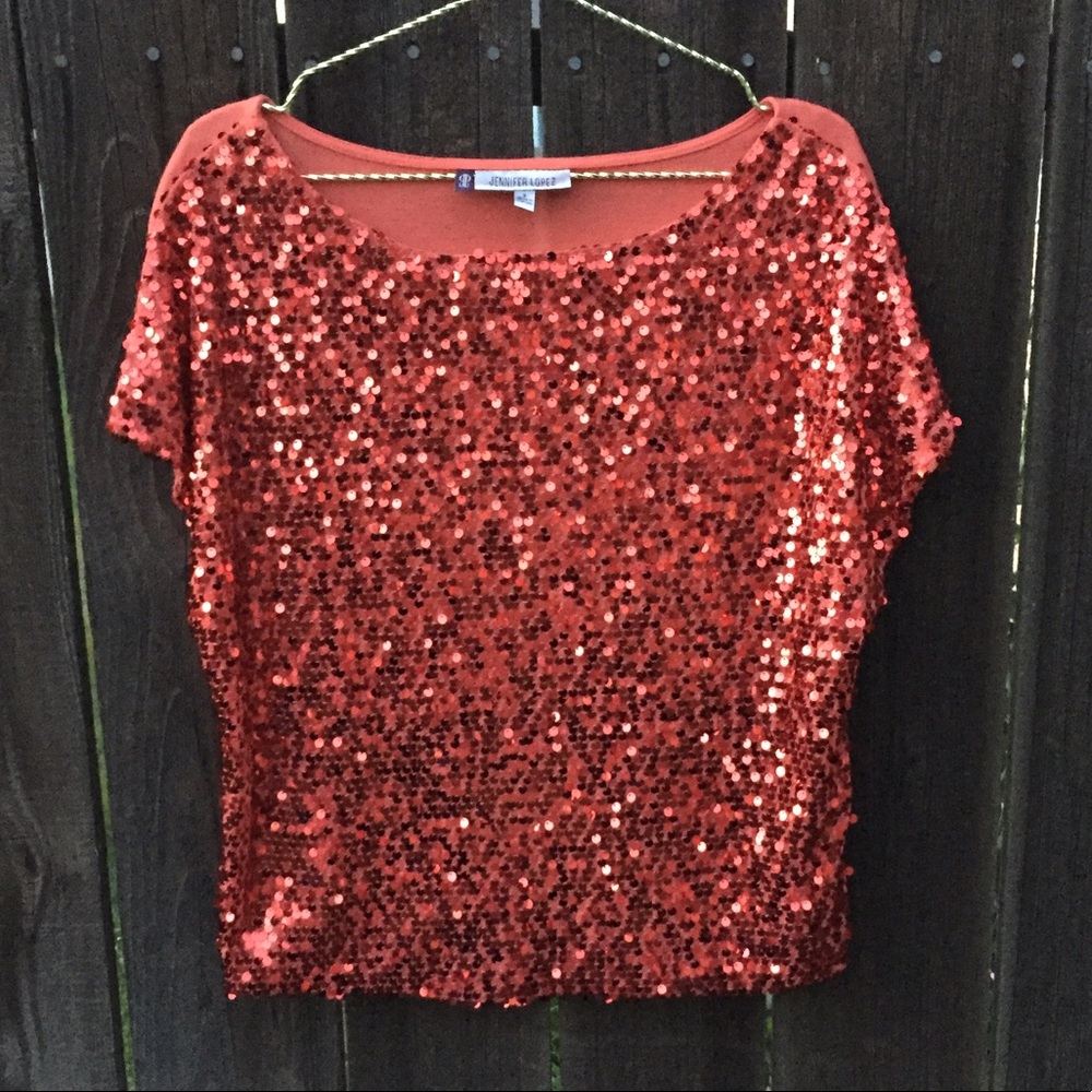 Red/Orange Sequin Top