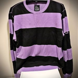 VOLCOM Purple & Black Rugby Stripe Crewneck