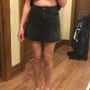 Black denim mini skirt