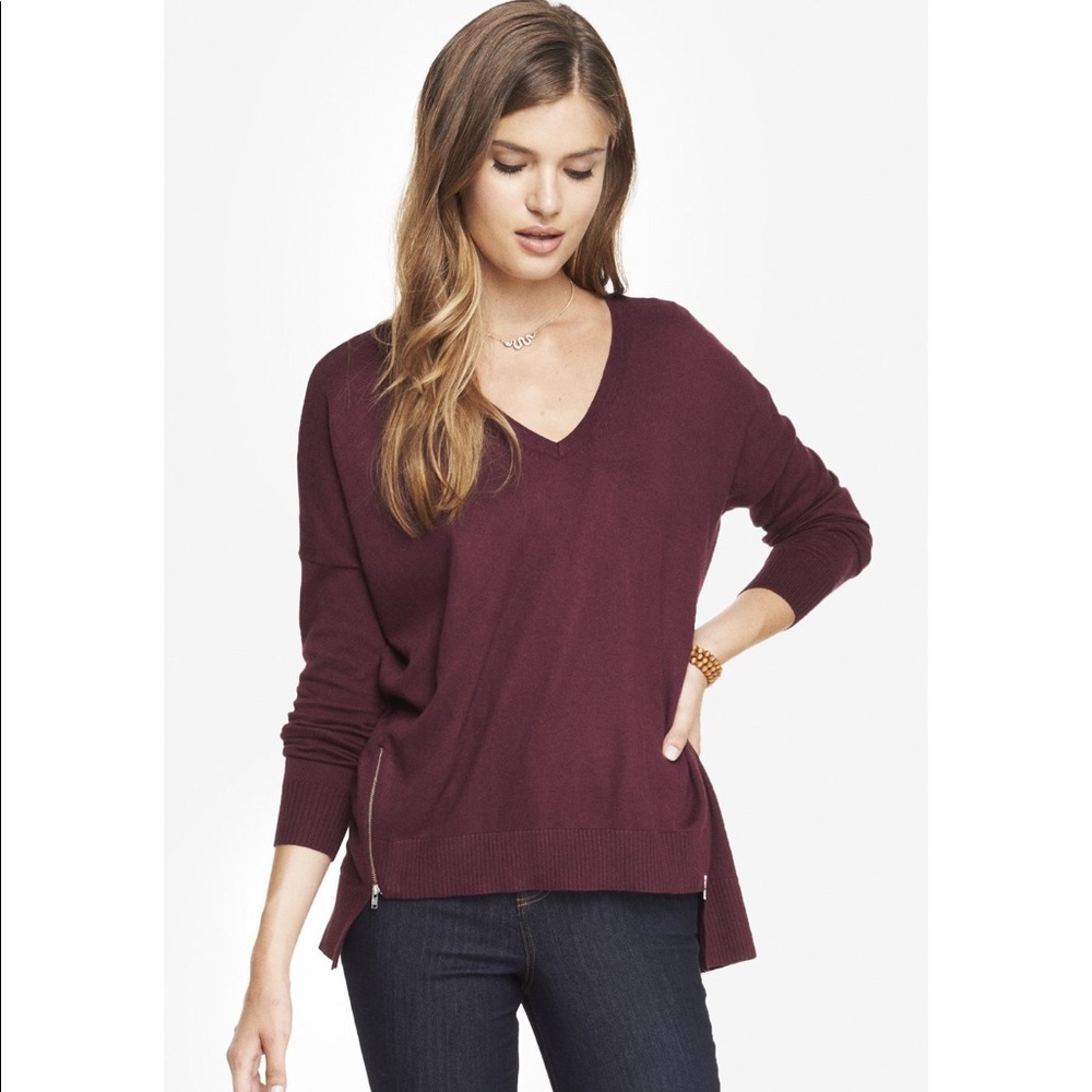 express v neck sweater with side zips size M