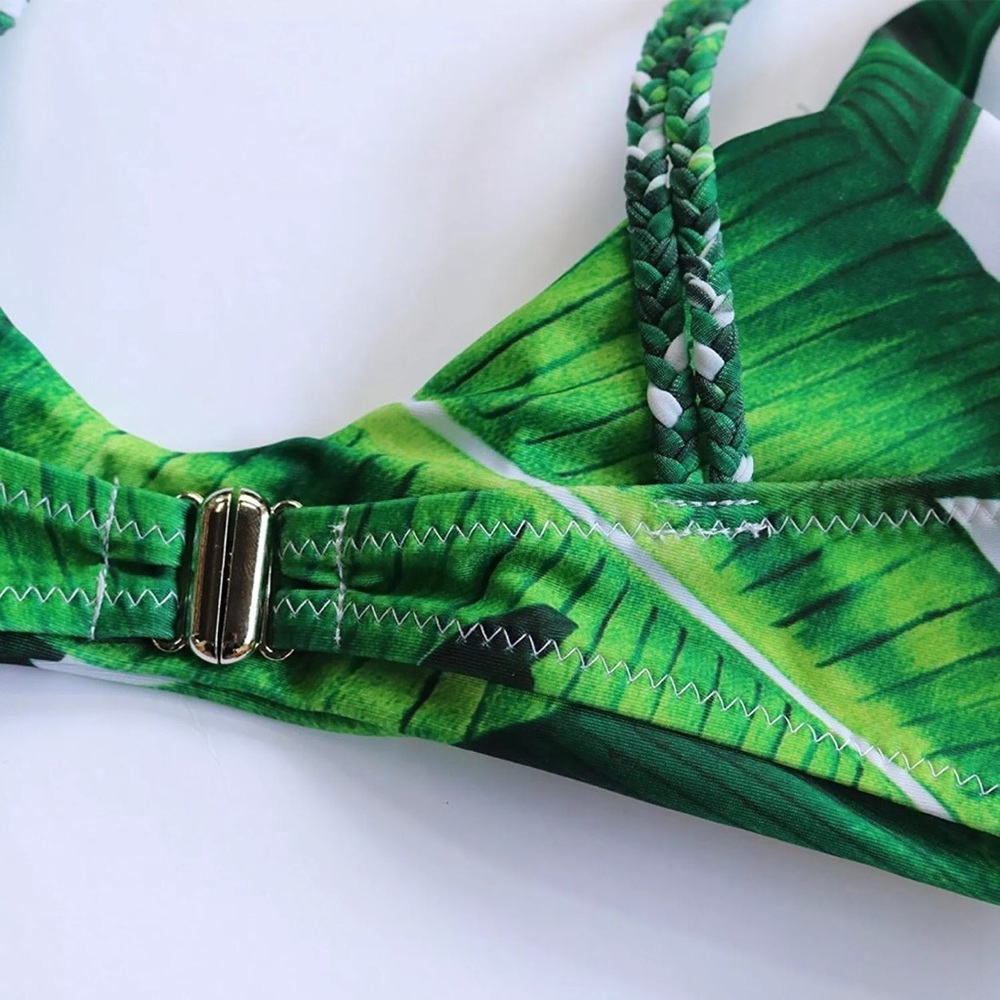 🌴RESTOCK🌴GREEN AND WHITE PALM LEAVES BIKINI - Picture 6 of 8