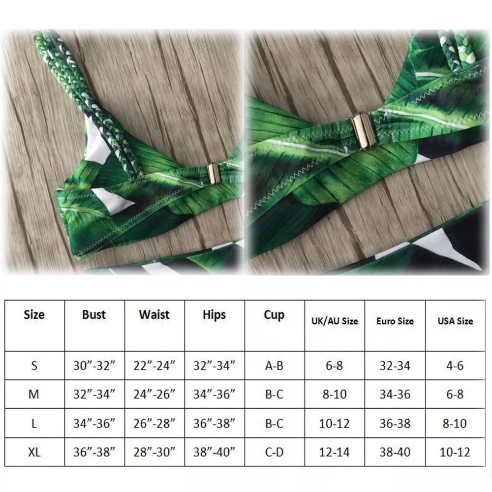 🌴RESTOCK🌴GREEN AND WHITE PALM LEAVES BIKINI - Picture 8 of 8