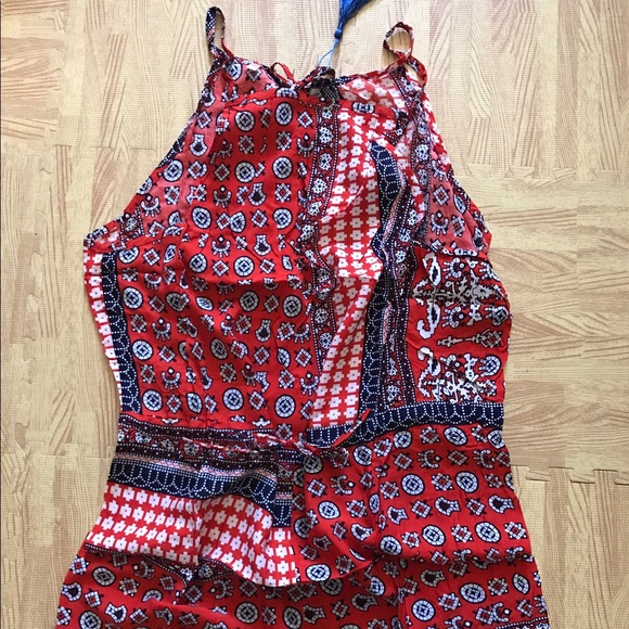 Boho Rompers jumpsuit red fringe - Picture 2 of 3