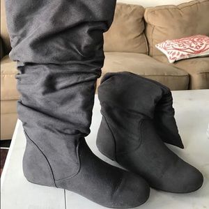 Gray suede boots