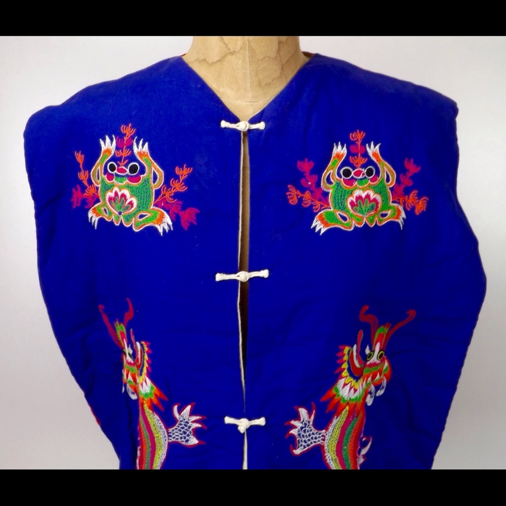 Vintage lined cotton vest 3D quilted appliqué