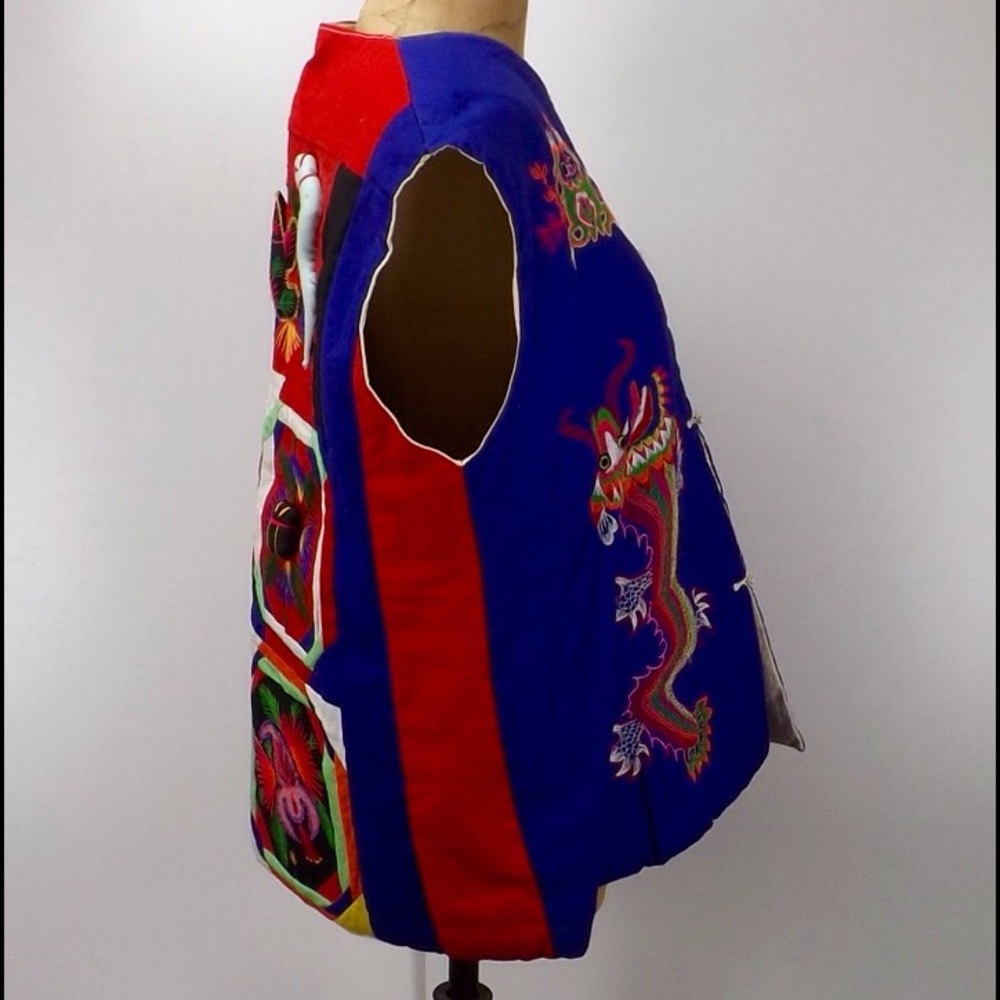 Vintage lined cotton vest 3D quilted appliqué - Picture 7 of 7