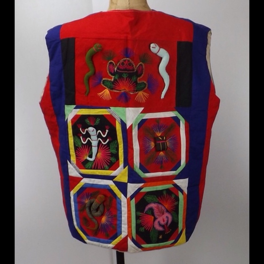 Vintage lined cotton vest 3D quilted appliqué - Picture 4 of 7
