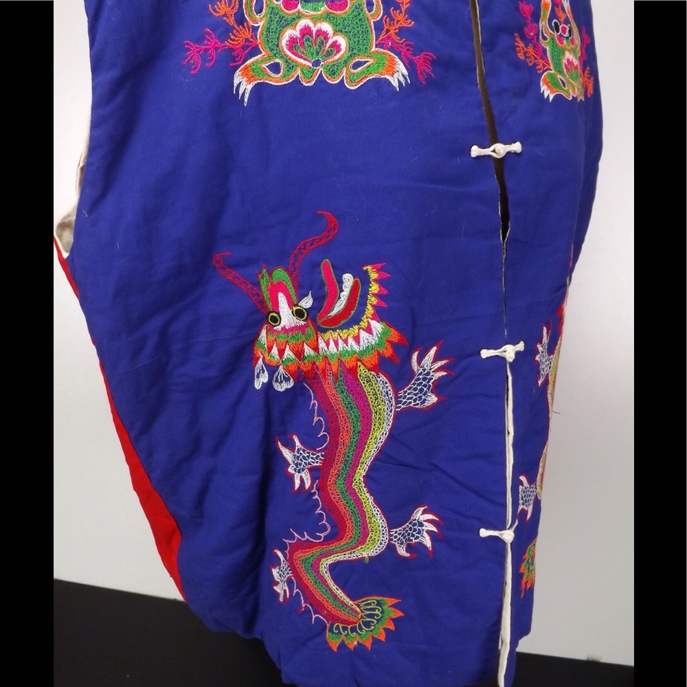 Vintage lined cotton vest 3D quilted appliqué - Picture 6 of 7