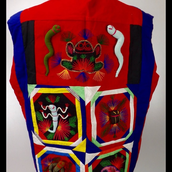Vintage lined cotton vest 3D quilted appliqué - Picture 3 of 7