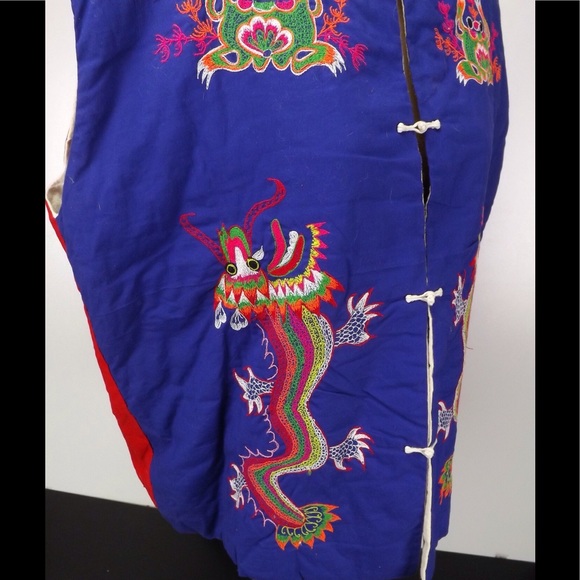 Vintage lined cotton vest 3D quilted appliqué - Picture 6 of 7