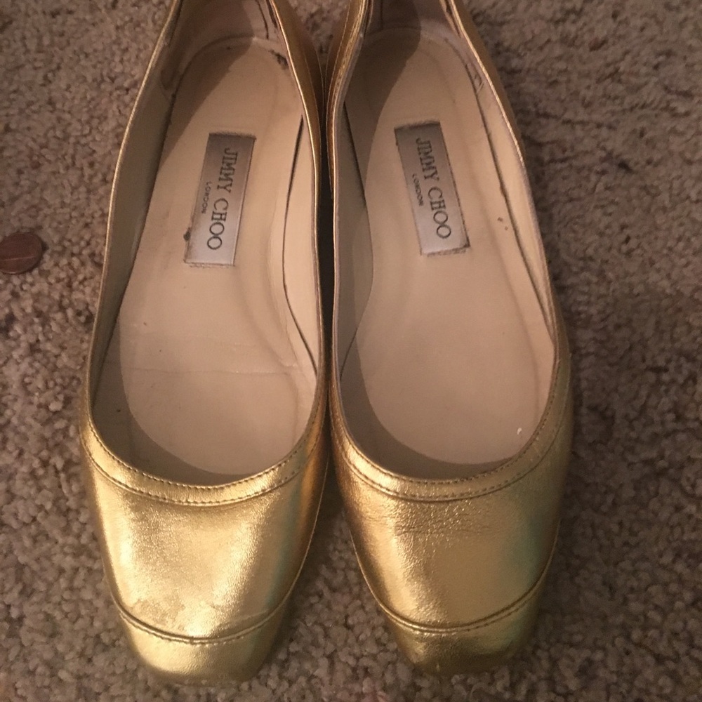 Jimmy Choo gold flats