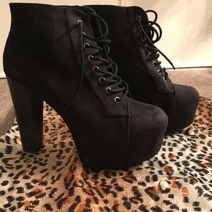 Black suede booties -jeffrey campbell dupes!