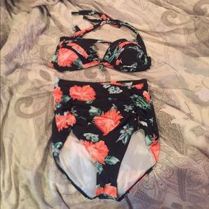 Two piece, high waisted bathing suit