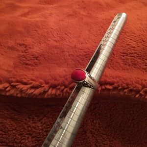 Silver ring red some size 5.5