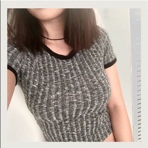 NWOT grey + black slightly cropped top