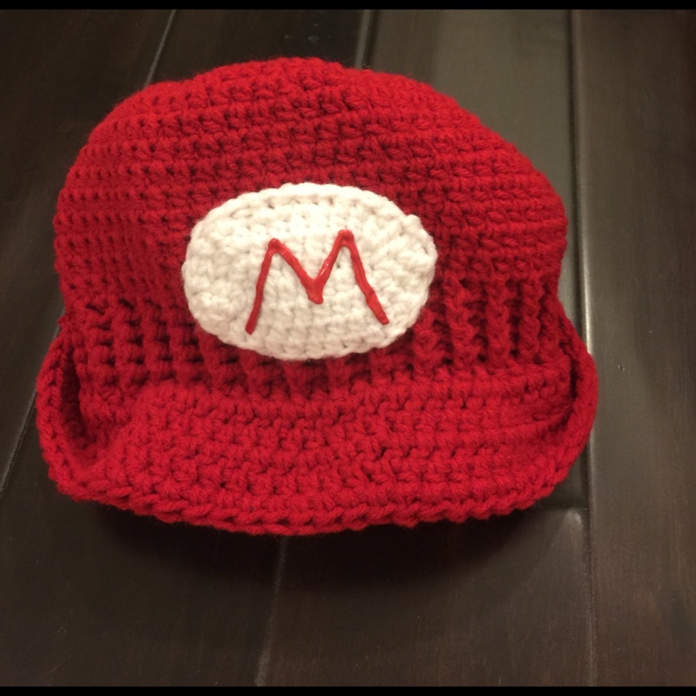 Hand knitted Super Mario hat