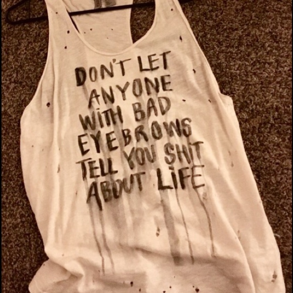 HM Divided Grey graphic white tank top