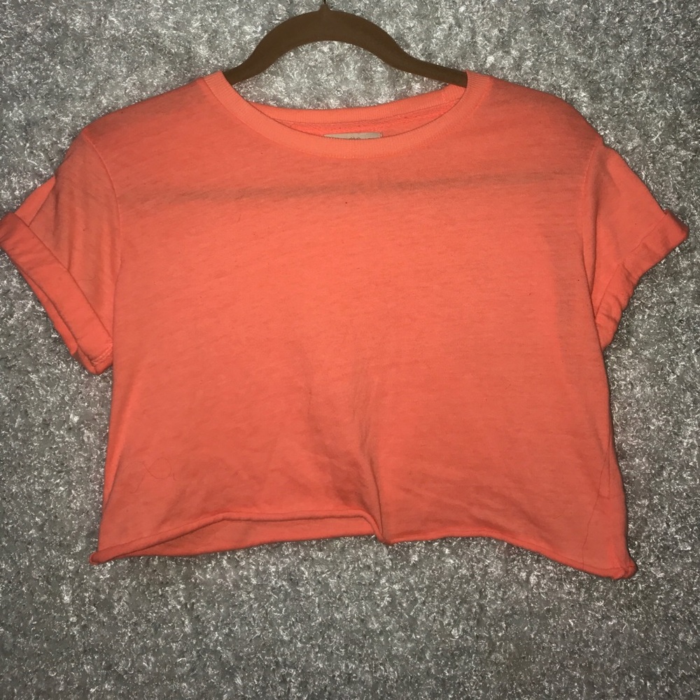 Cropped neon peach/coral top