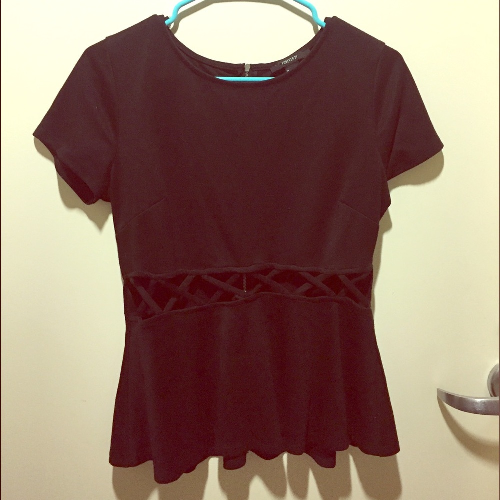 Black, cutout peplum top