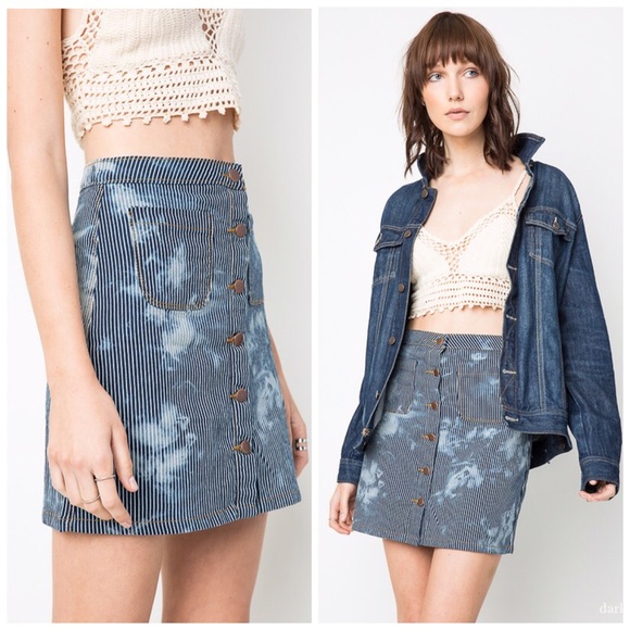 LAST 1! Hayden Gorgeous bleach wash denim skirt! - Picture 2 of 3