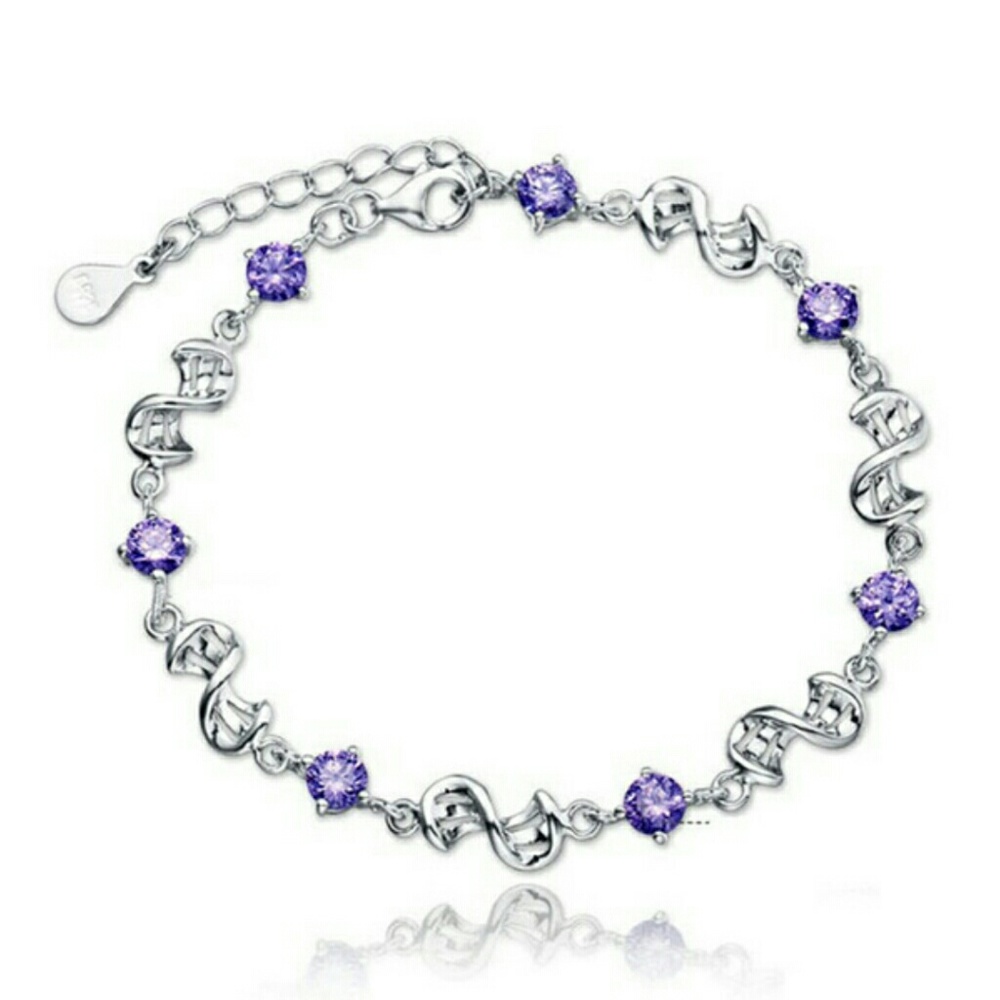 Sterling Silver purple Austrian crystal bracelet