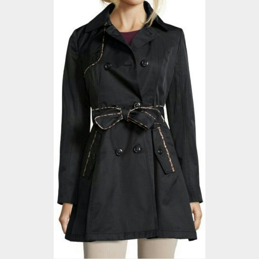 Betsey Johnson Black Trench Coat size XS